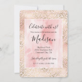 Invitation Fille Blush Pink Glam Empreinte de léopard or (Devant)