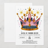 Invitation Fille Bohême Princesse Couronne Anniversaire (Devant / Derrière)