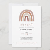 Invitation Fille Boho Aquarelle Baby shower arc-en-ciel (Devant)