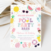 Invitation Fille Boho Hippie Pool Party Anniversaire