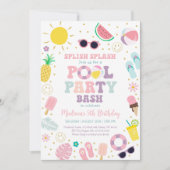 Invitation Fille Boho Hippie Pool Party Anniversaire (Devant)