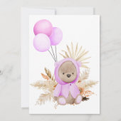 Invitation Fille Boho rose Teddy Bear Baby shower d'attente (Dos)