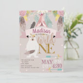 Invitation Fille Boho Wild One Premier Anniversaire (Debout devant)