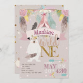 Invitation Fille Boho Wild One Premier Anniversaire (Devant / Derrière)
