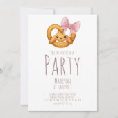 Invitation Fille Bretzel Mignonne Fête d'Anniversaire (Devant)