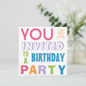 Invitation Fille brillante Couleurs Ado Tween fête d'annivers (Debout devant)