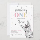 Invitation Fille Bunny Première fête d'anniversaire (Devant)