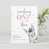 Invitation Fille Bunny Première fête d'anniversaire (Debout devant)