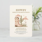 Invitation Fille Cactus Occidentale Sauvage Anniversaire (Debout devant)