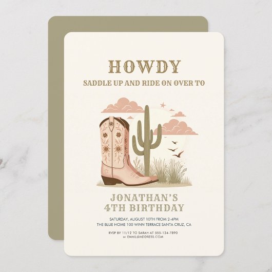 Invitation Fille Cactus Occidentale Sauvage Anniversaire