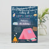 Invitation Fille Camping S'mores Sleepover Anniversaire (Debout devant)