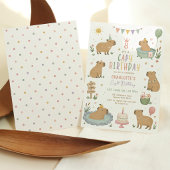 Invitation Fille Capybara Pastel Anniversaire : Fille Anniver
