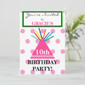 Invitation Fille Casquette de fête d'anniversaire Pois roses (Debout devant)