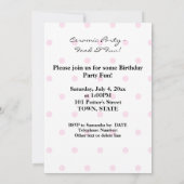 Invitation Fille Casquette de fête d'anniversaire Pois roses (Dos)