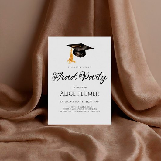 Invitation Fille Casquette Grad Grad Grad Graduation
