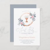 Invitation fille catholique première communion florale (Devant / Derrière)