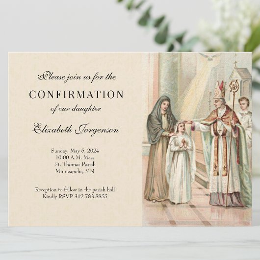 Invitation Fille catholique sacrement Confirmation Classique