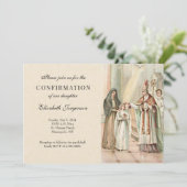 Invitation Fille catholique sacrement Confirmation Classique (Debout devant)