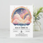 Invitation Fille céleste nuages Fille Anniversaire (Debout devant)