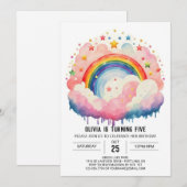 Invitation Fille céleste nuages Fille Anniversaire (Devant / Derrière)