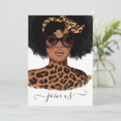 Invitation Fille célibataire afro-américaine léopard enterrem (Debout devant)