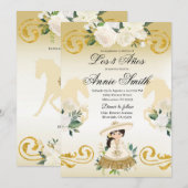 Invitation Fille Charra Mexicaine Espagnole 3 ans Or (Devant / Derrière)