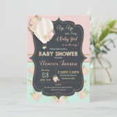 Invitation Fille chaude florale d'invitation de baby shower (Debout devant)