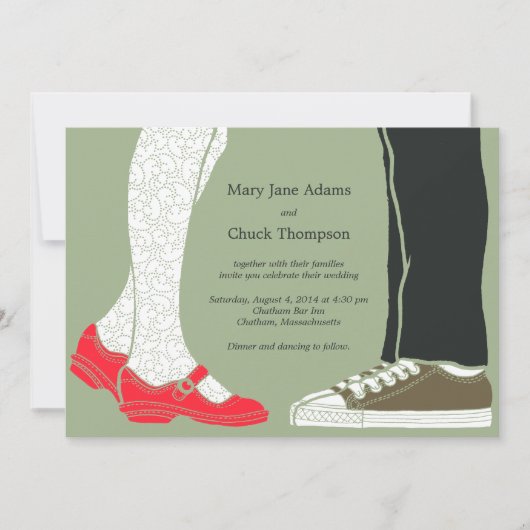 Invitation Fille Chaussures et Baskets Mariage illustré (Camo (Devant)