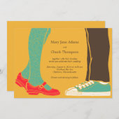 Invitation Fille Chaussures et Baskets Mariage illustré Jaune (Devant / Derrière)