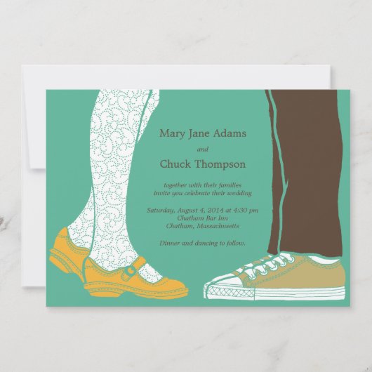 Invitation Fille Chaussures et Baskets Mariage illustré (Mint (Devant)