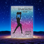 Invitation Fille Cheer rose violet bleu Parties scintillant O