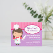 Invitation Fille Chef Cupcake Frosting Baking Anniversaire (Debout devant)