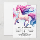 Invitation Fille Cheval Numérique Anniversaire (Devant / Derrière)