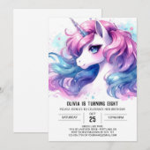 Invitation Fille Cheval Numérique Anniversaire (Devant / Derrière)