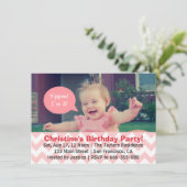 Invitation Fille Chevron Rose Anniversaire, La Bulle Discours (Debout devant)