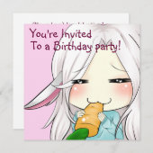 Invitation Fille chibi mignonne avec des oreilles de lapin (Devant / Derrière)