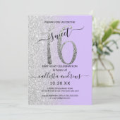 Invitation Fille Chic Lavande Argent Parties scintillant Ombr (Debout devant)