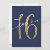Invitation Fille Chic Marine Bleu Confetti Bordure Sweet 16 (Dos)