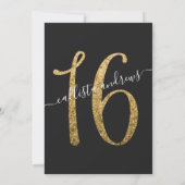 Invitation Fille Chic Noir Confetti Bordure Sweet 16 (Dos)