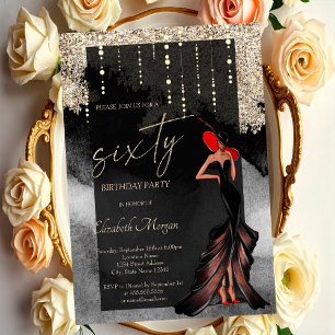 Invitation Fille Chic Paillettes 60e Anniversaire