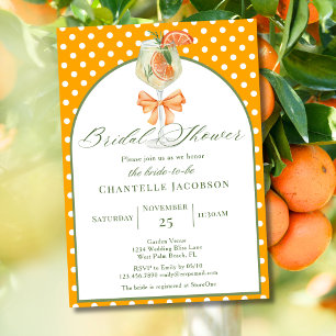 Invitation Fille Chic Pois Orange Fête des mariées Bubbly