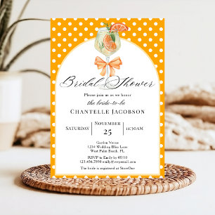 Invitation Fille Chic Pois Orange Fête des mariées Bubbly