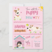 Invitation Fille Chiot Anniversaire Pawty (Devant)