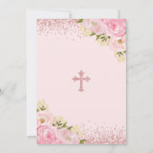 Invitation Fille Christening 1er Anniversaire Rose Gold Blush (Dos)