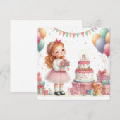 Invitation Fille cinq ans anniversaire (Devant / Derrière)