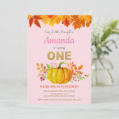 Invitation Fille Citrouille Automne Premier Anniversaire Part (Debout devant)