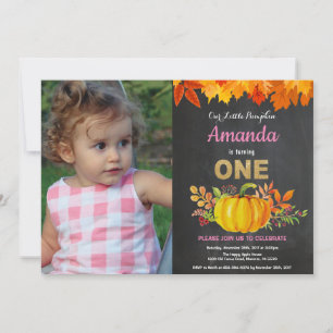 Invitation Fille Citrouille Automne Premier Anniversaire Tabl
