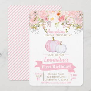 Invitation Fille Citrouille Jardin Floral Anniversaire