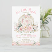 Invitation Fille Citrouille rose 1er anniversaire fête (Debout devant)