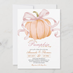Invitation Fille Citrouille Rose Bébé Naissance